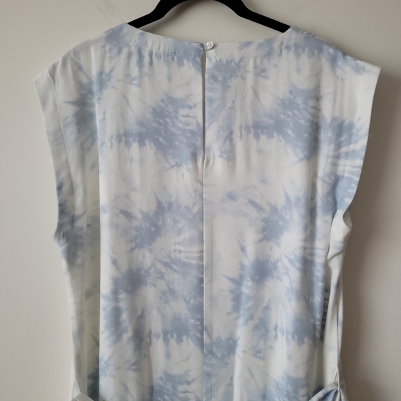 NWT Melissa Nepton Canada White & Tie-Dye Blue Tencel Dress - Picture 7 of 14